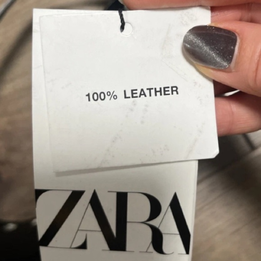 ZARA SIZE 30 Black Leather Studded Belt w/ Silver Grommets - Picture 4 of 4